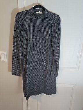 Synergy Organic Clothing Long Sleeve Polka Dot Shift Dress - Gray/White